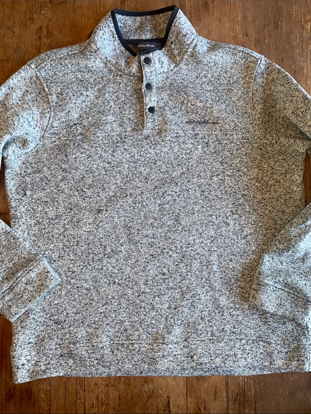 Eddie Bauer Men's Grey Heather Snap- Up Gray Style Pullover